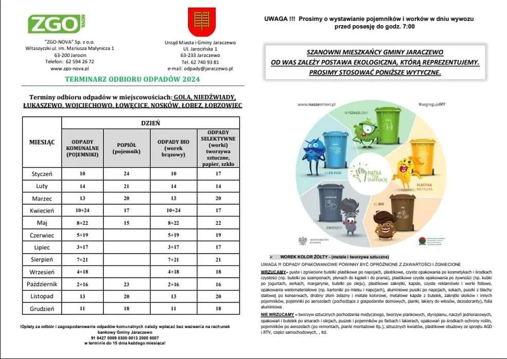 Harmonogramy odbioru odpadów w gminach powiatu jarocińskiego w 2024 r. — zdjęcie 5 z 20