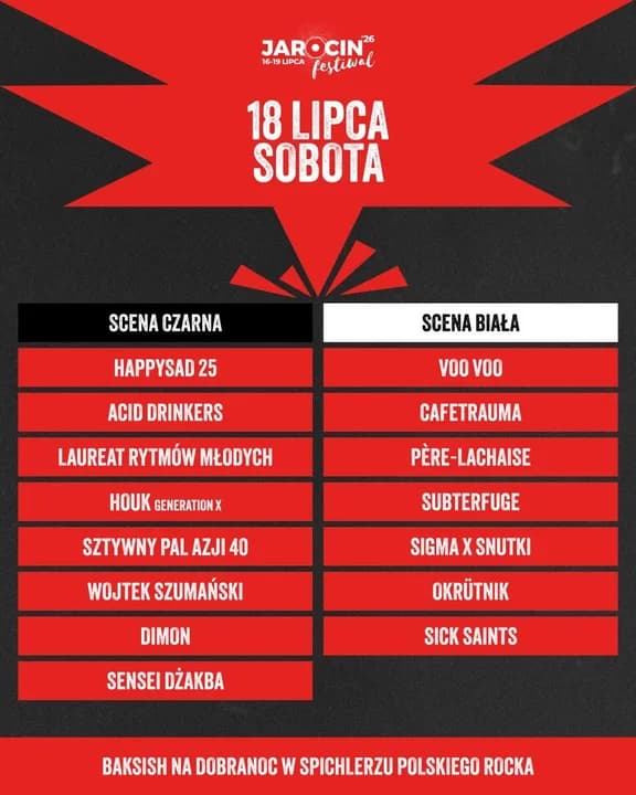 Jarocin Festiwal 2026 - piątek, 18 lipca