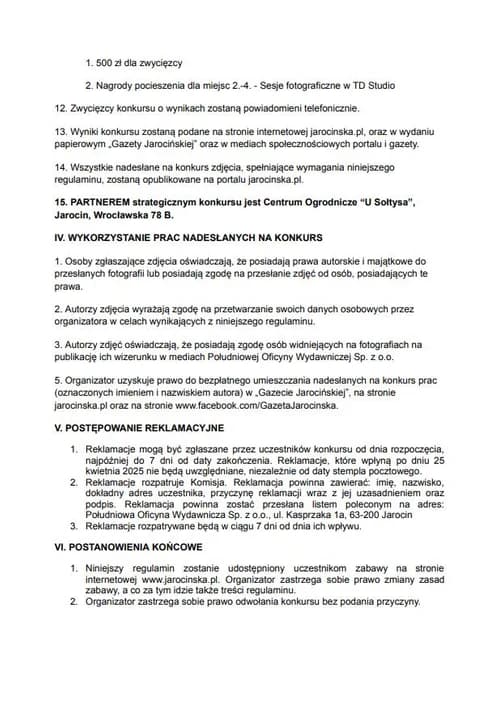 REGULAMIN KONKURSU Niedźwiedzie 2025. Zrób zdjęcie przebierańcom, zgarnij kasę — zdjęcie 3 z 3