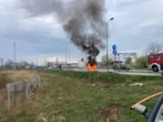 Pożar samochodu dostawczego w Jarocinie