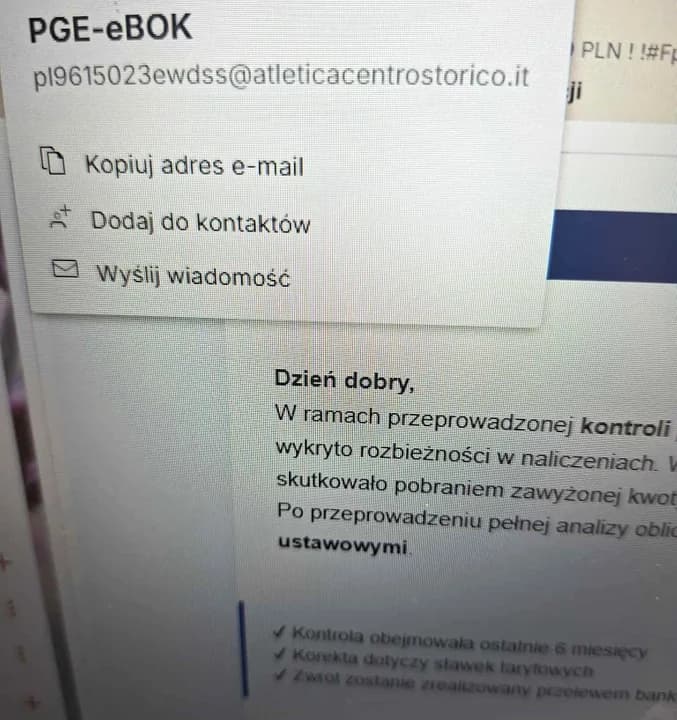 Fałszywe maile z PGE — zdjęcie 1 z 4