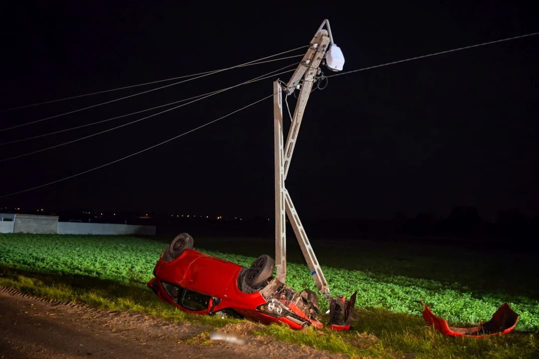 Pijana uderzyła w słup energetyczny na drodze Witaszyce – Wola Książęca