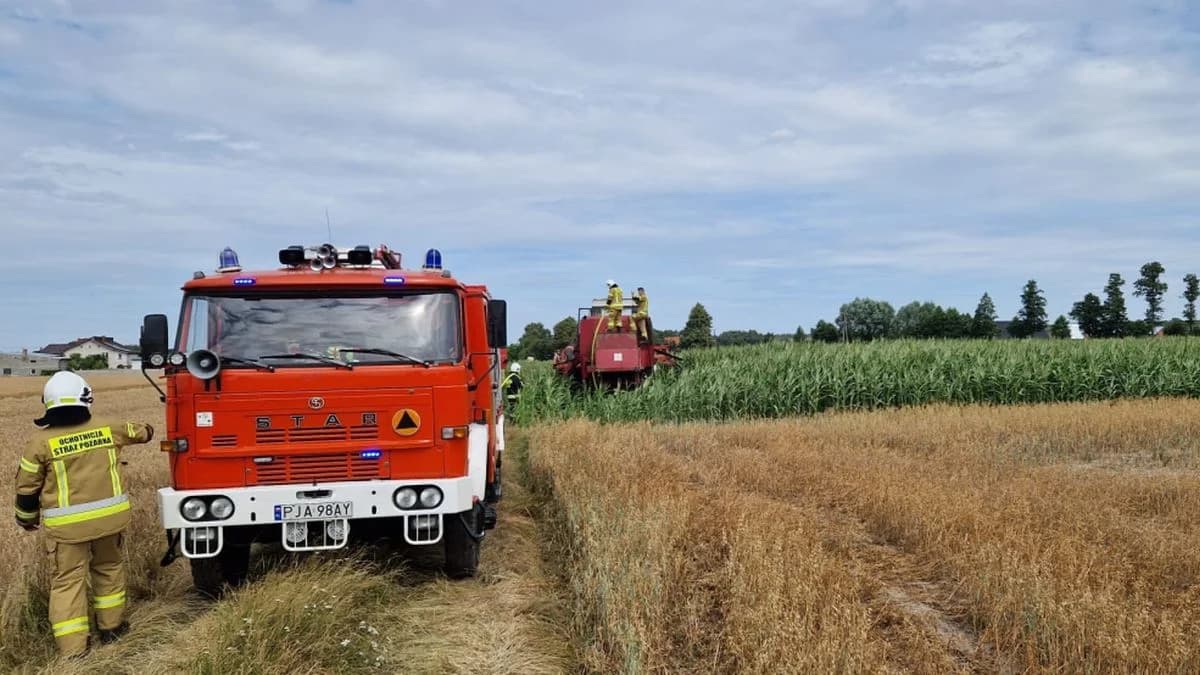 Pożar ścierniska w Łobzowcu