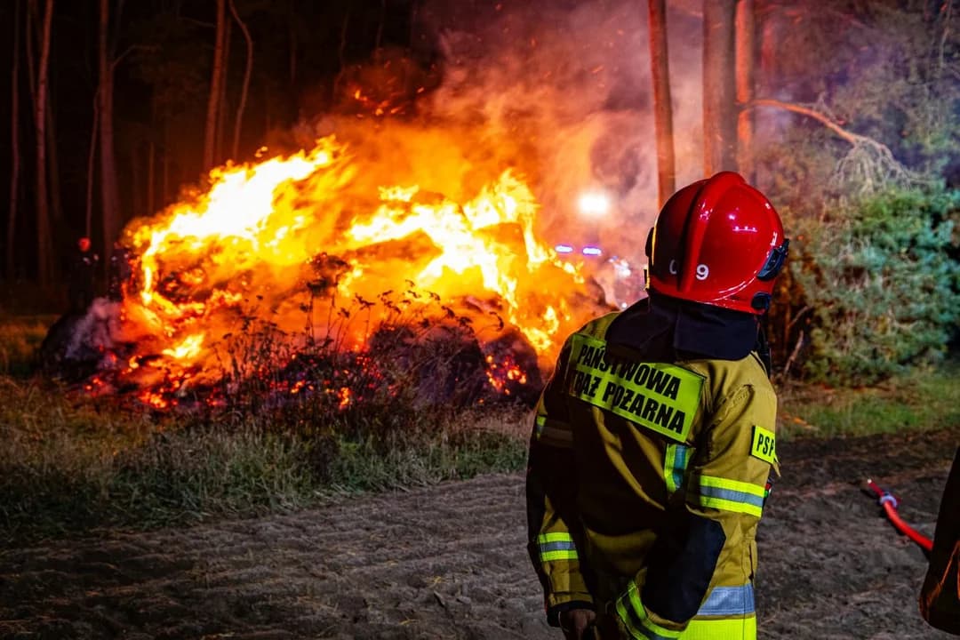 Pożar stogu w Prusinowie