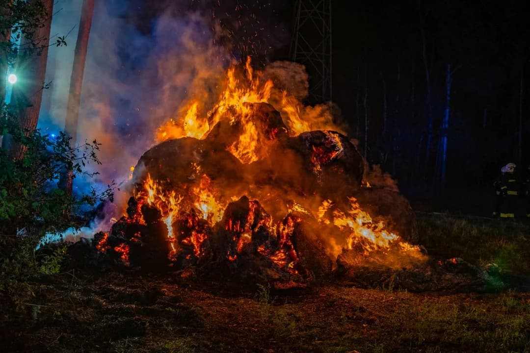 Pożar stogu w Prusinowie