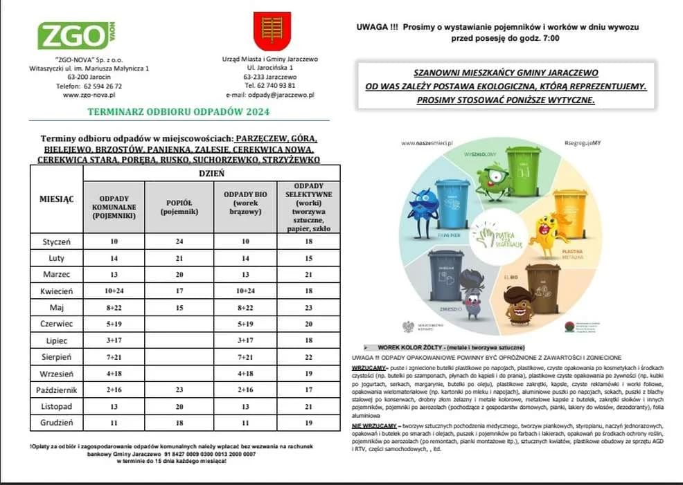 Harmonogramy odbioru odpadów w gminach powiatu jarocińskiego w 2024 r. — zdjęcie 6 z 20