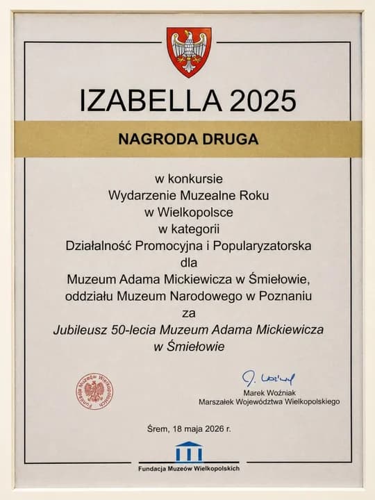 Jest nagroda „Izabella 2025” dla Muzeum w Śmiełowie