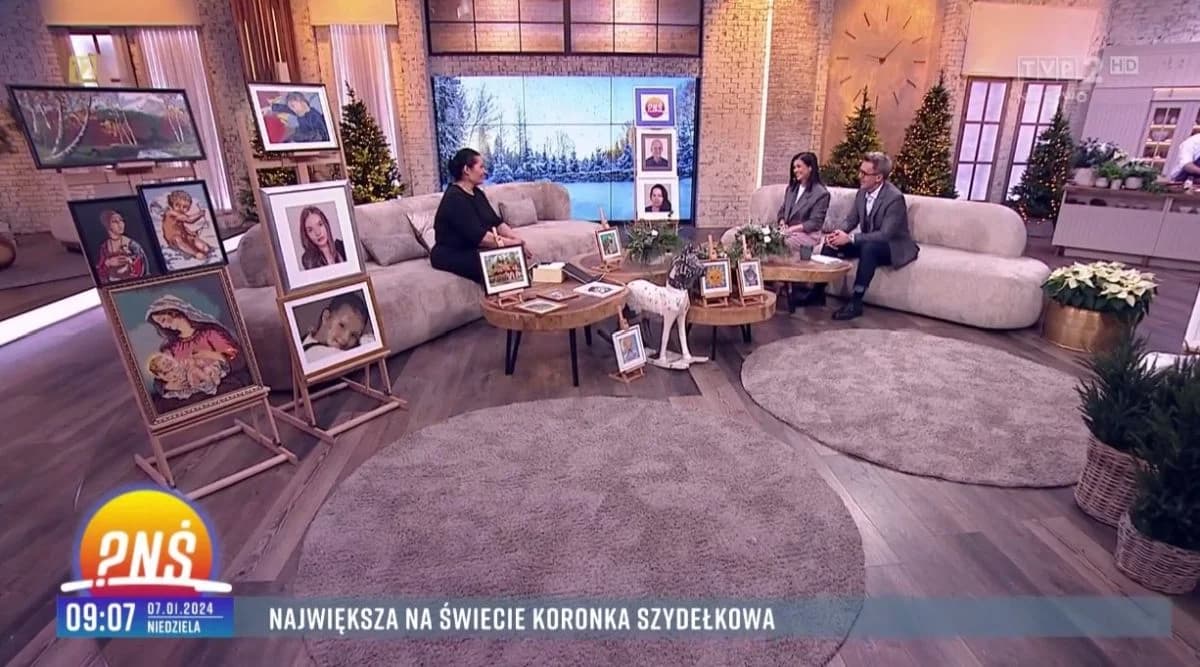 Jarocinianka w telewizji. Urszula Pawlak zaprezentowała największą koronkę na świecie — zdjęcie 3 z 12
