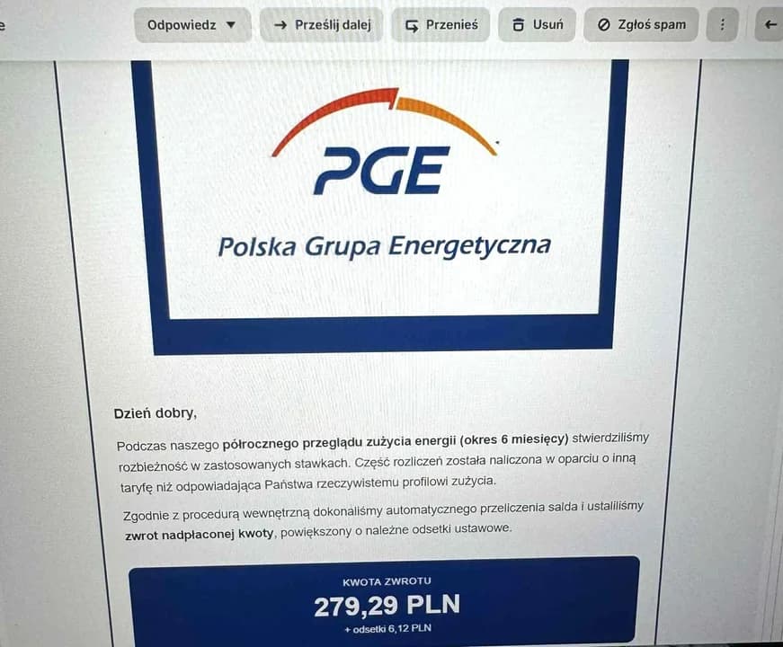 Fałszywe maile z PGE o „zwrocie nadpłaty”. Uważaj, bo stracisz pieniądze z konta! — zdjęcie 4 z 4