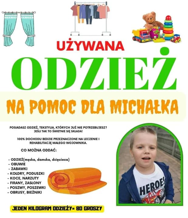 Pomóż Michałkowi Jędrasiakowi z Witaszyc.Trwa zbiórka zakrętek i odzieży — zdjęcie 2 z 3