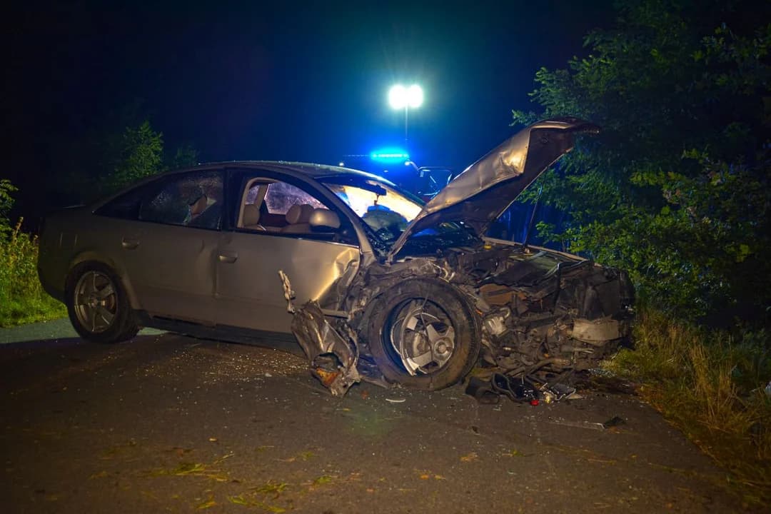Audi uderzyło w drzewo na drodze Łobez - Łobzowiec