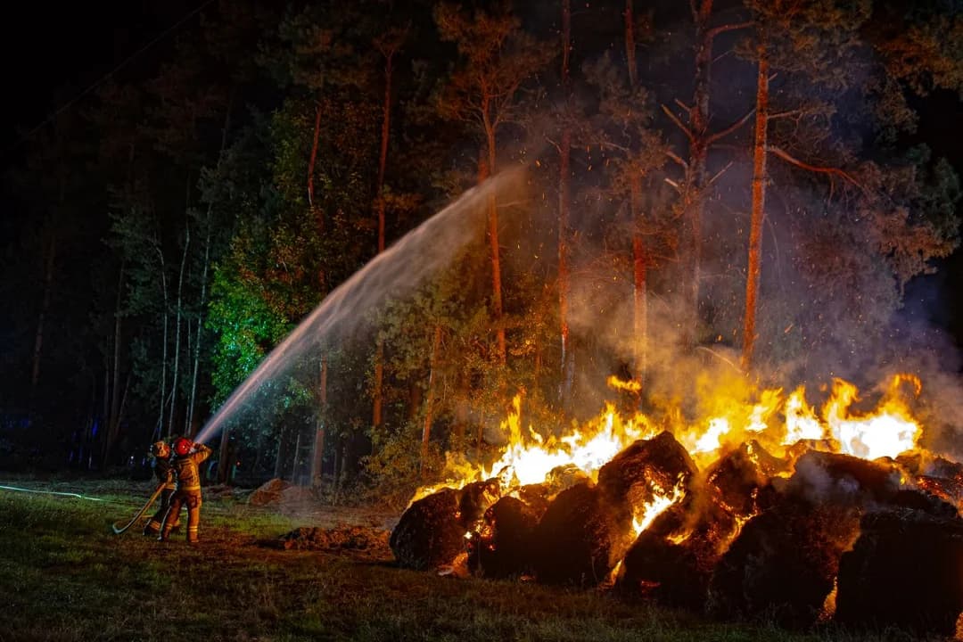 Pożar stogu w Prusinowie
