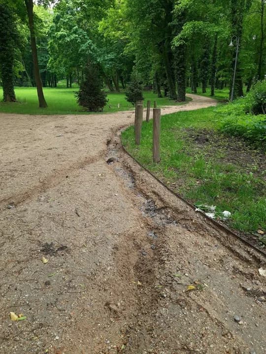 Alejkami płynęły potoki wody - ulewa dokonała szkód w parku Radolińskich w Jarocinie [ZDJĘCIA] — zdjęcie 6 z 6