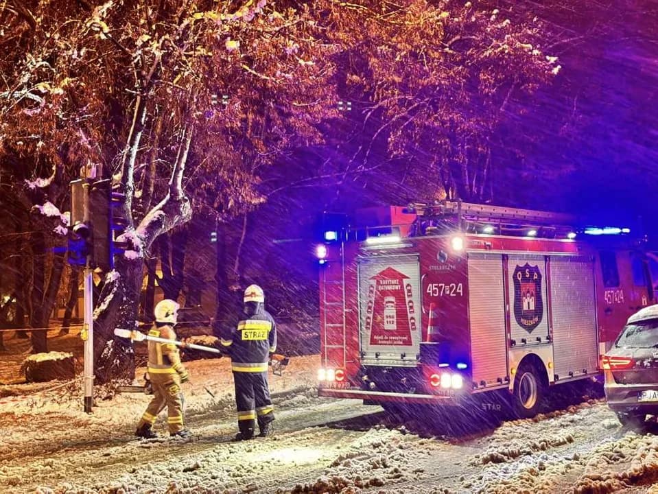 Strażacy od kilkunastu godzin usuwają skutki śnieżycy. Ile razy i gdzie interweniowali? [ZDJĘCIA, SONDA]