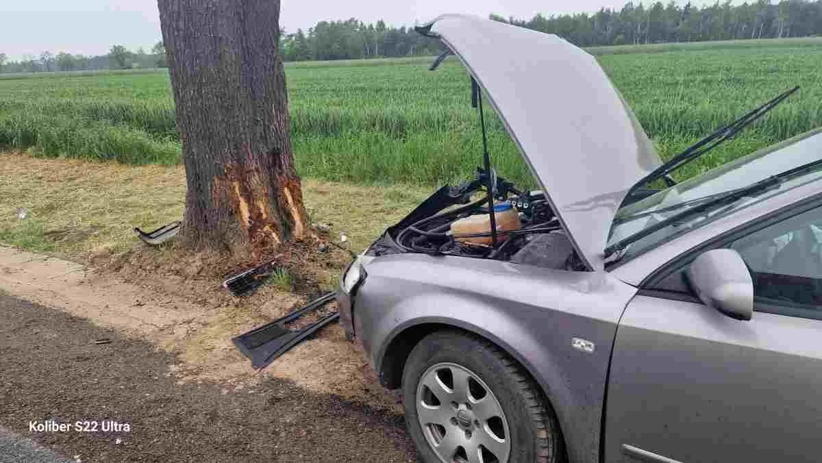 Zdarzenie w Komorzu. Auto osobowe uderzyło w drzewo