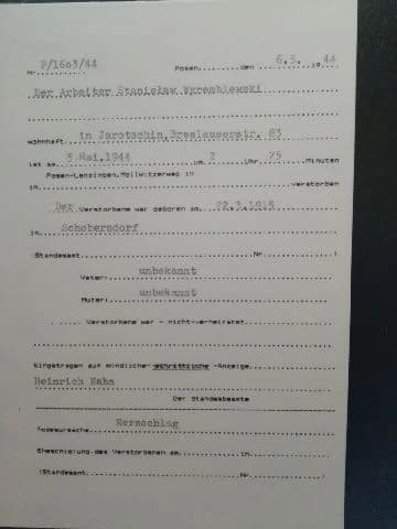 Akt zgonu Stanisława Wyremblewskiego