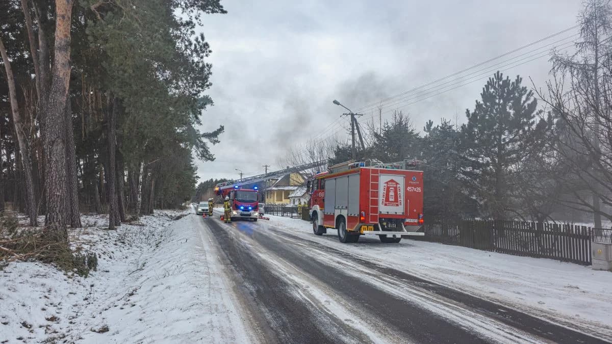 Pożar sadzy w kominie w Wilkowyi