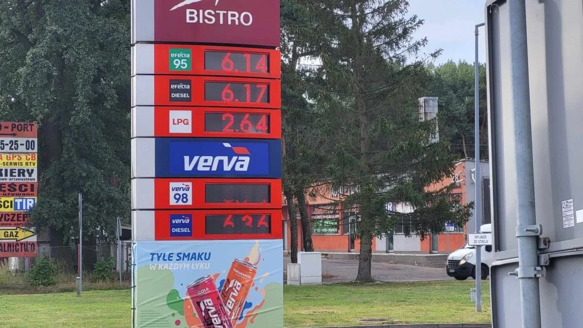 PB 95: 6,14 zł ON: 6,14 zł LPG: 2,64 zł Paliwa specjalne: Verva 98: 6,94 zł Verva Diesel: 6,36 zł