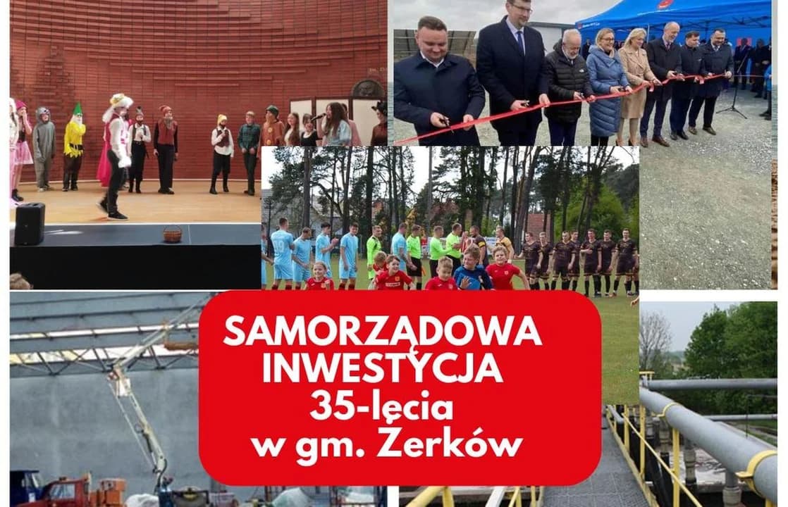 Wybierz inwestycję 35-lecia żerkowskiego samorządu. Budowa szkoły, gminnych oczyszczalni, nowego stadionu czy hal sportowych, a może farmy fotowoltaicznej - które ze zrealizowanych zadań było najważniejsze? Zapraszamy do głosowania [RANKING]