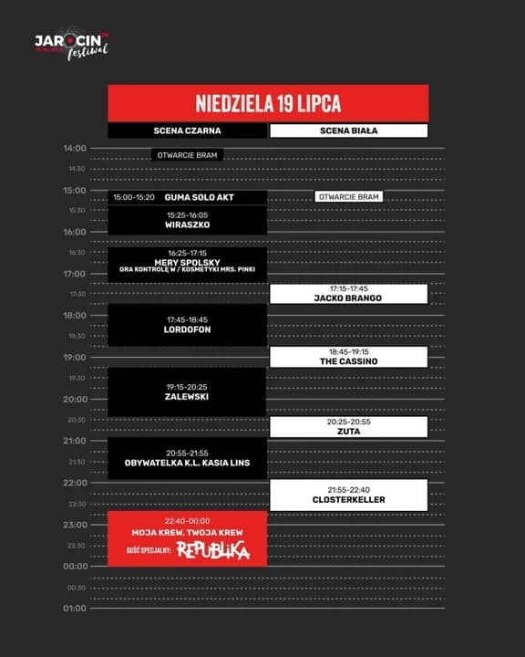 Niedziela na Jarocin Festiwal 2026