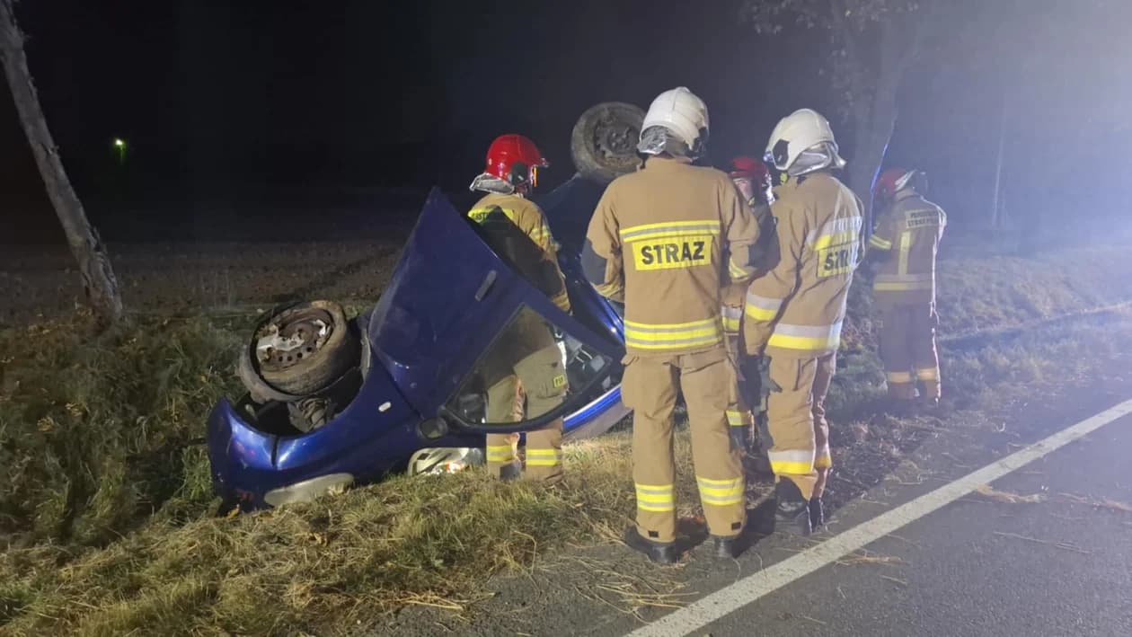 Auto wypadło z drogi krajowej nr 11 w Witaszycach