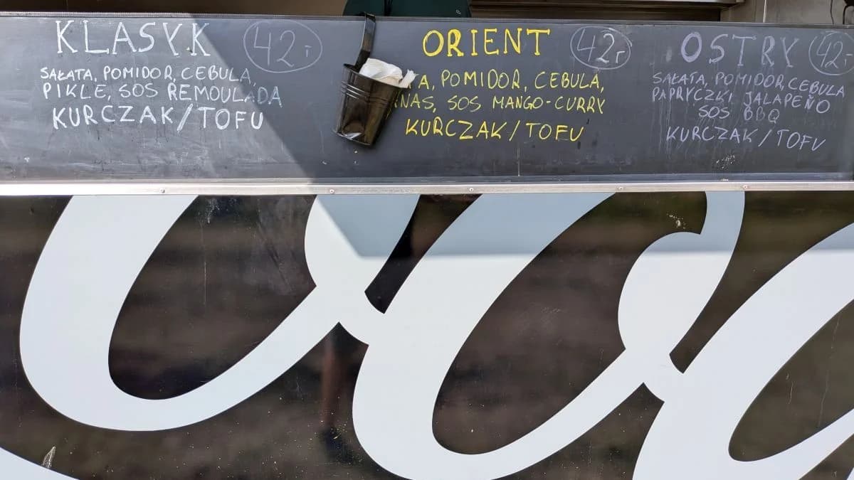 Ceny wrapów w strefie gastronomicznej