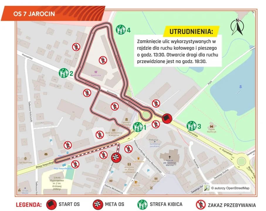 Mapa super odcinka specjalnego w centrum Jarocina