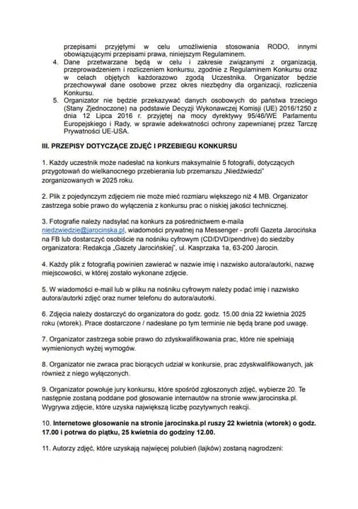 REGULAMIN KONKURSU Niedźwiedzie 2025. Zrób zdjęcie przebierańcom, zgarnij kasę — zdjęcie 2 z 3