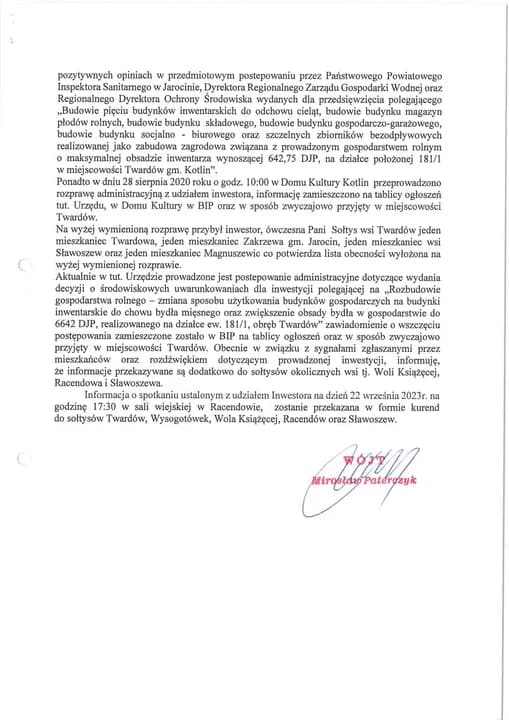 Wójt Kotlina odpowiada w sprawie budowy obory w Twardowie — zdjęcie 2 z 2