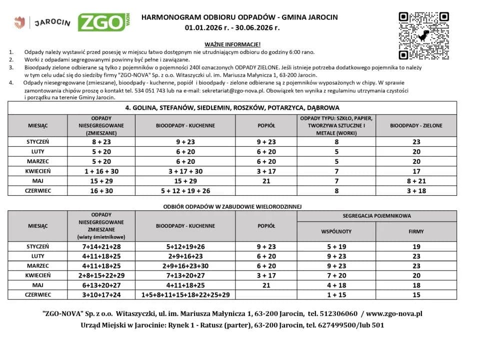 HARMONOGRAM odbioru odpadów dla gmin: Jarocin, Jaraczewo i Nowe Miasto — zdjęcie 6 z 17