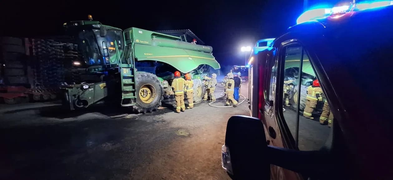 Pożar kombajnu w Rusku