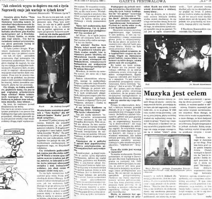 Wywiad z Kazikiem Staszewskim przeprowadzony przez Aleksandrę Pilarczyk