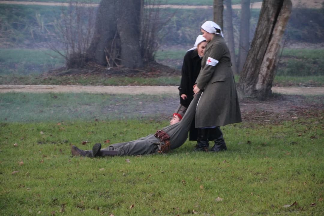 Rekonstrukcja historyczna w Jaraczewie z drona