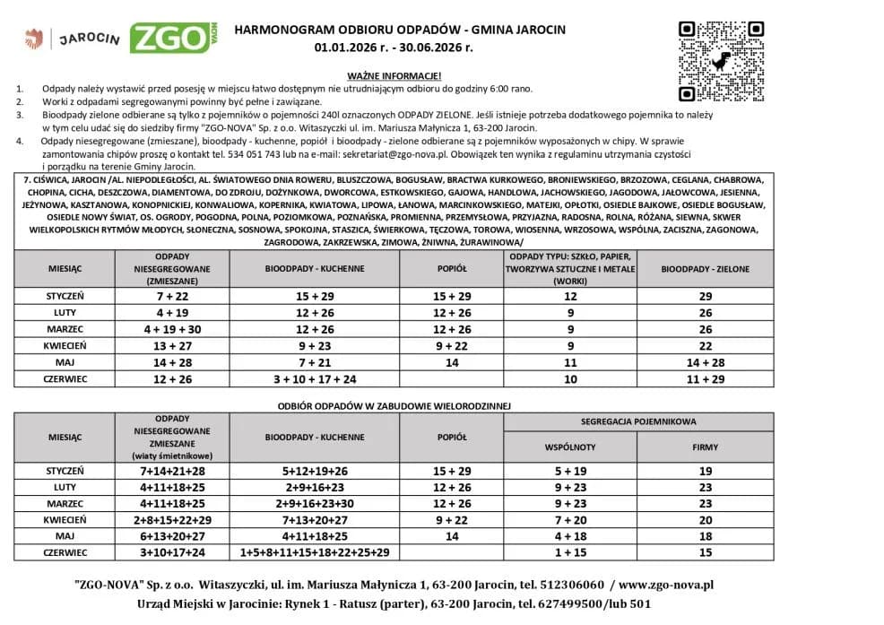 HARMONOGRAM odbioru odpadów dla gmin: Jarocin, Jaraczewo i Nowe Miasto — zdjęcie 3 z 17