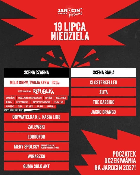 Jarocin Festiwal 2026 - piątek, 19 lipca