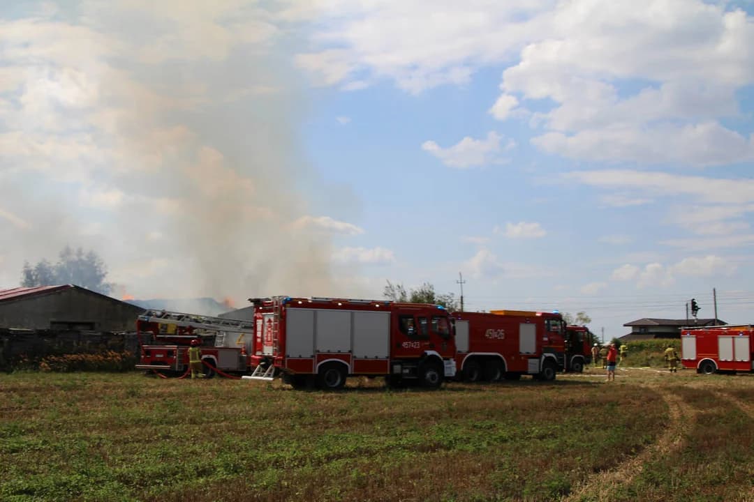 Duży pożar w Jarocinie. Ogień strawił zapasy słomy [ZDJĘCIA] — zdjęcie 3 z 50