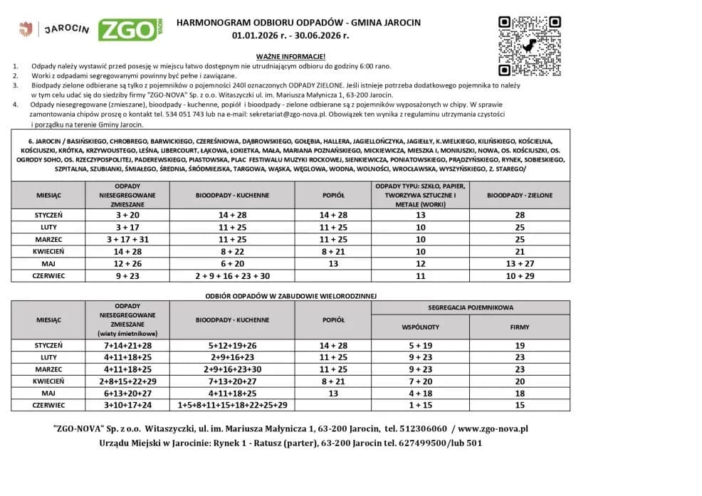HARMONOGRAM odbioru odpadów dla gmin: Jarocin, Jaraczewo i Nowe Miasto — zdjęcie 4 z 17