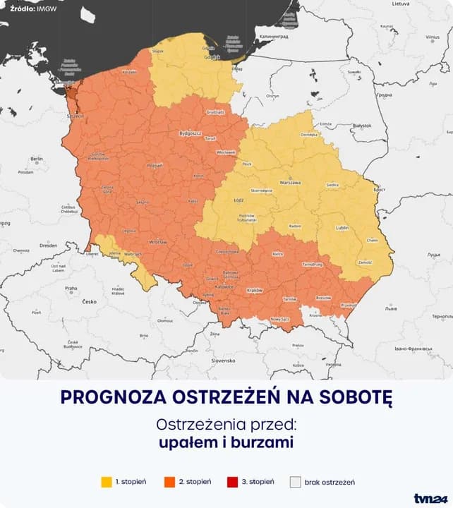 IMGW ostrżega przed upałami i burzami.