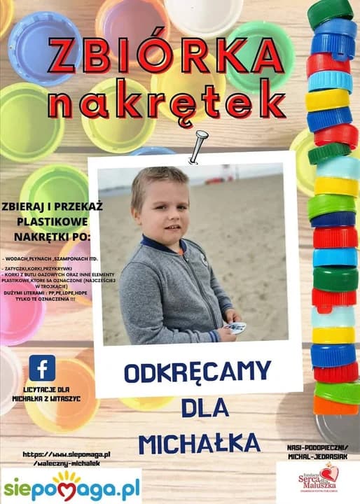 Pomóż Michałkowi Jędrasiakowi z Witaszyc.Trwa zbiórka zakrętek i odzieży — zdjęcie 3 z 3