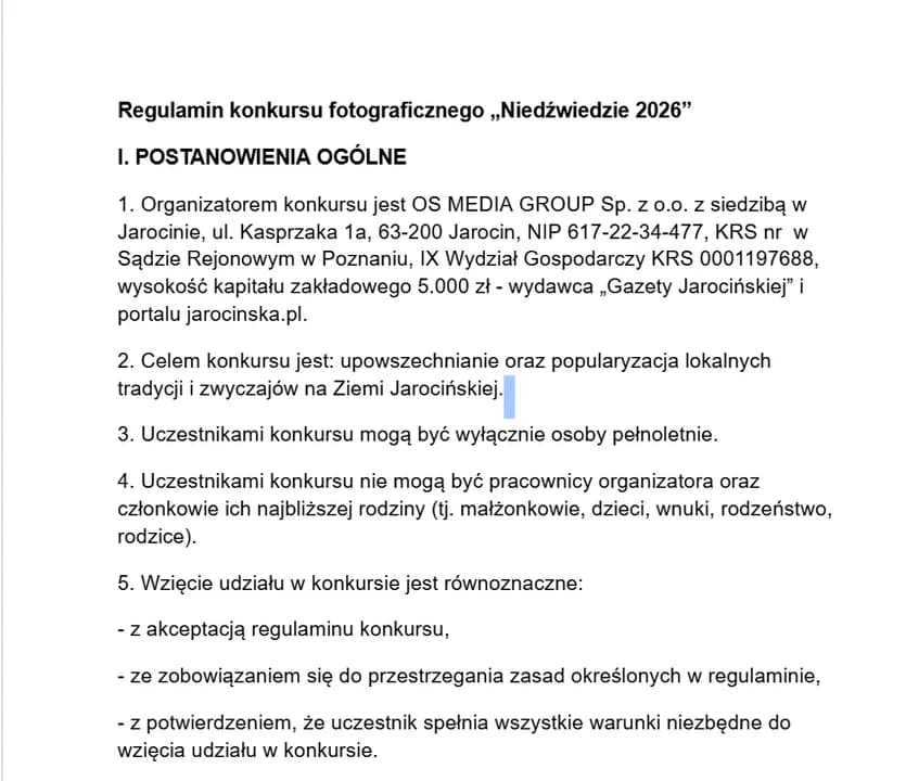 KONKURS Fotograficzny Niedźwiedzie 2026. REGULAMIN — zdjęcie 1 z 7
