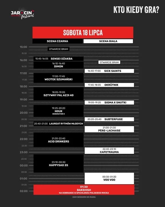 Sobota na Jarocin Festiwal 2026