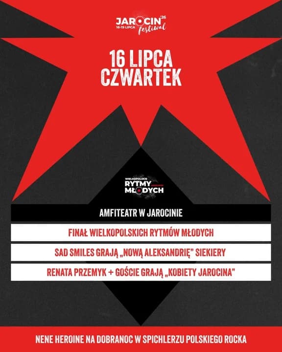 Jarocin Festiwal 2026 - czwartek, 16 lipca