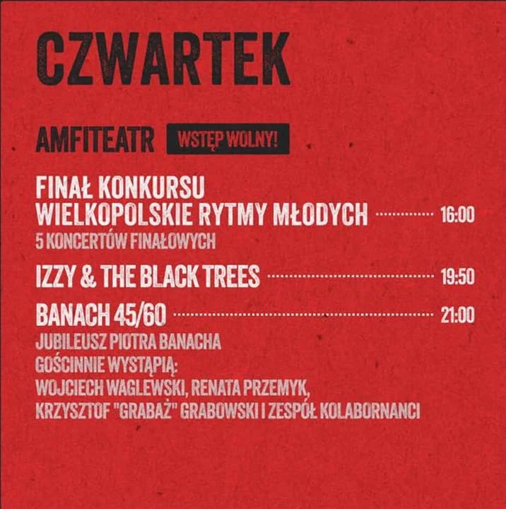 Plan koncertów na czwartek, 17 lipca