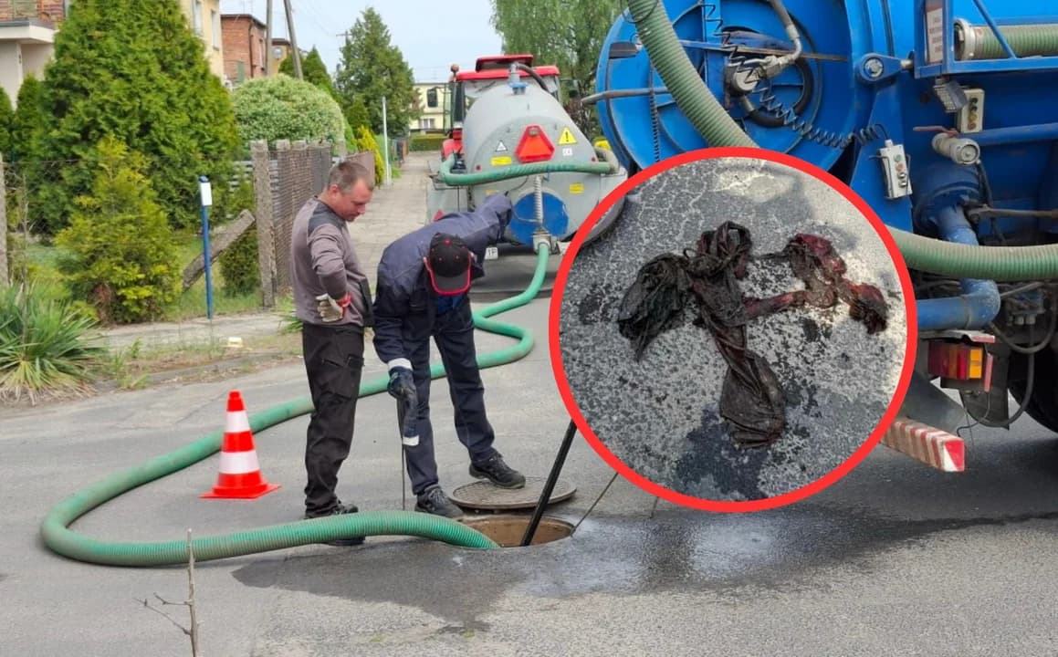 Udrażniali sieć kanalizacyjną. Wyłowili z rur rzeczy, które nie powinny się w nich znaleźć.