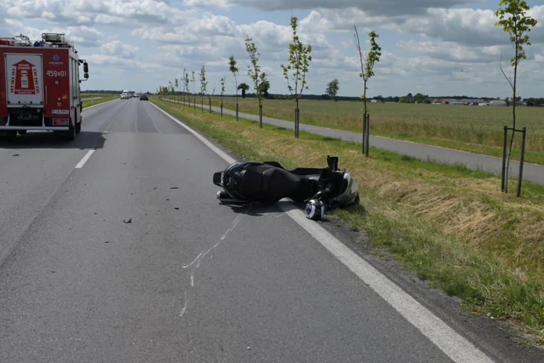 Zderzenie motocyklisty i auta osobowego w Jaraczewie