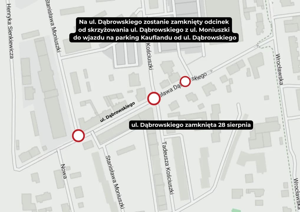 Czasowe utrudnienia w centrum Jarocina. ZOBACZ MAPĘ — zdjęcie 2 z 3