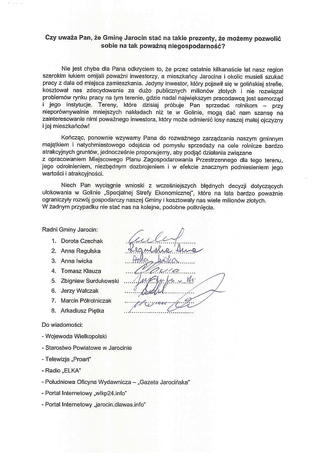 Jarocin. List otwarty radnych opozycji doi burmistrza Jarocina