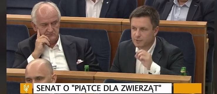 Prezes Zakładów Mięsnych Biernacki mówi w senacie o piątce dla zwierząt