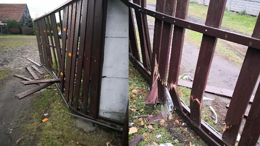 Pojazdy taranują bramę na osiedlu Ługi w Jarocinie