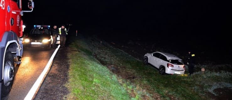 Wypadł z drogi na krajowej 11 i dachował